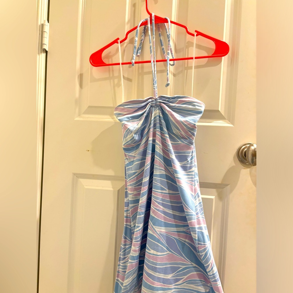 Seaside Colorful Stripe Halter-Neck Mini Summer Dress from Hollister in size S